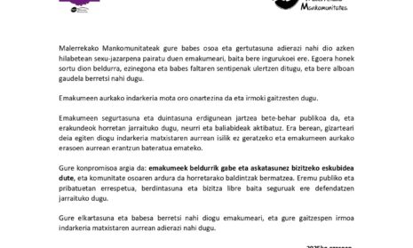 Foto noticia - Malerrekako Mankomunitateak azkeneko sexu-jazarpenaren kasuaren aurrean bere babesa adierazi du.